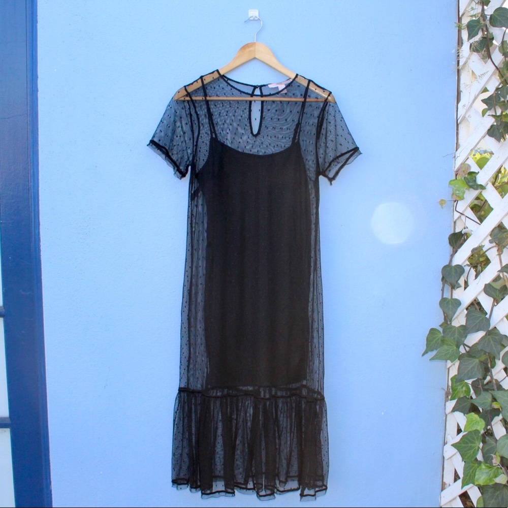 Black lace midi dress